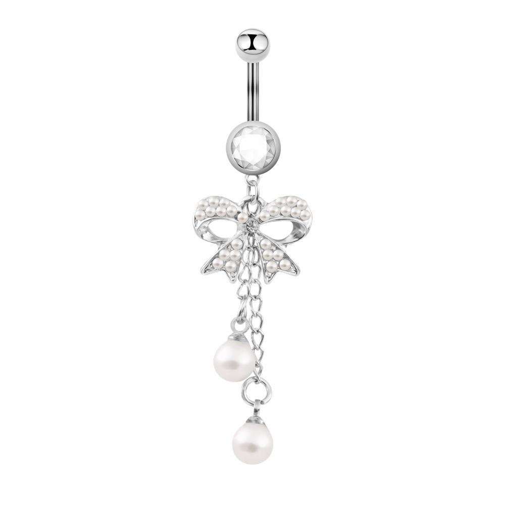 Fashion Jewelry Bowknot Navel Button Ring Rhinestone Body Jewelry  Body Piercing