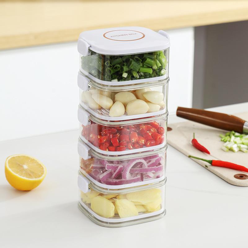 Scallion Fresh-keeping Box, Kitchen Onion and Ginger Storage Fresh-keeping Box Can Be Stacked, Food Sealing Box, Storage Box, Refrigerator Storage Box