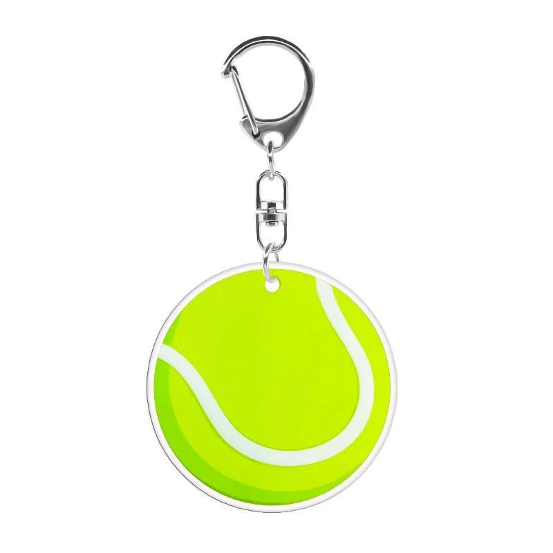 2D Flat Acrylic Keychain Cute Blue Icing Donut 67 Badminton Pattern Non-Fading Key Decor for Backpack Pendant