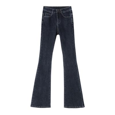 Latest Autumn and Winter Style Micro-flare Jeans for Women with High-Waist Slim Fit and Sexy Vintage Style Horseshoe Bell-bottom Pants