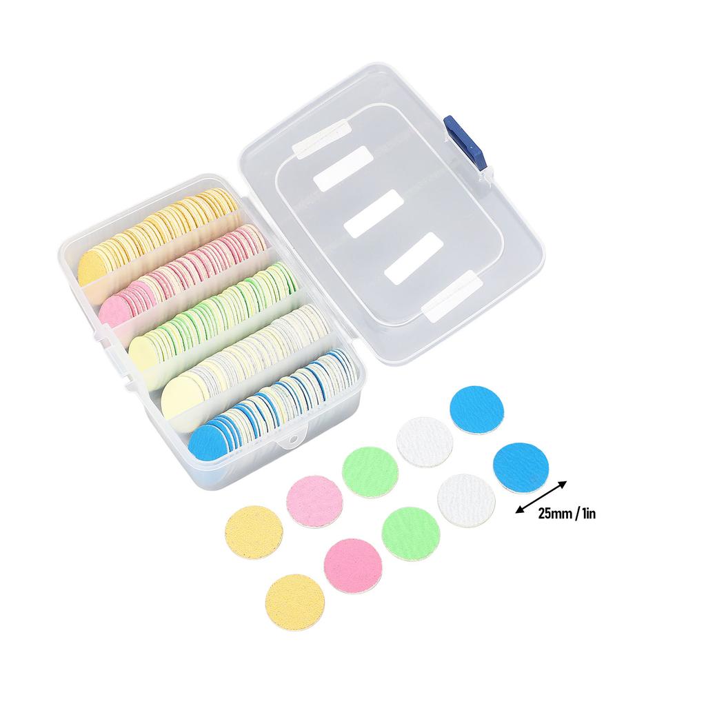 200 Pcs Foot File Sandpaper Discs for Callus Remover 25mm Reusable Replaceable Nail Buffer Discs