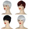 MERISIHAIR Kurzhaarperücke mit Pony, Pixie-Schnitt mit Highlights, synthetischer, kurzer, glatter Haarschnitt für silberweiße Frauen