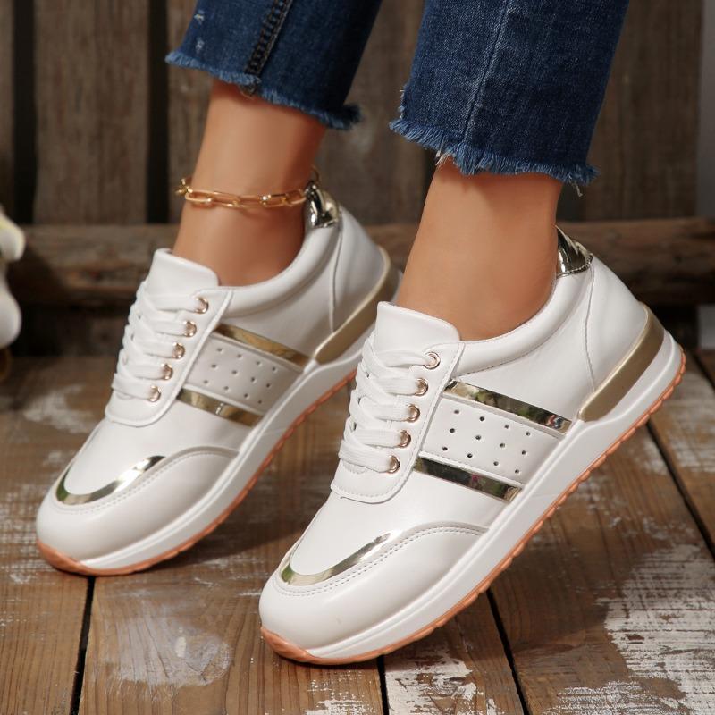 New Women Sneakers Platform Shoes Leather Patchwork Casual Sport Shoes Ladies Outdoor Running Vulcanized Shoes Zapatillas Mujer