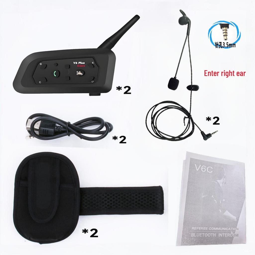 V6C Fußballschiedsrichter Bluetooth Walkie-Talkie Helm-Headset mit Geräuschunterdrückung und wasserdichtem Armband