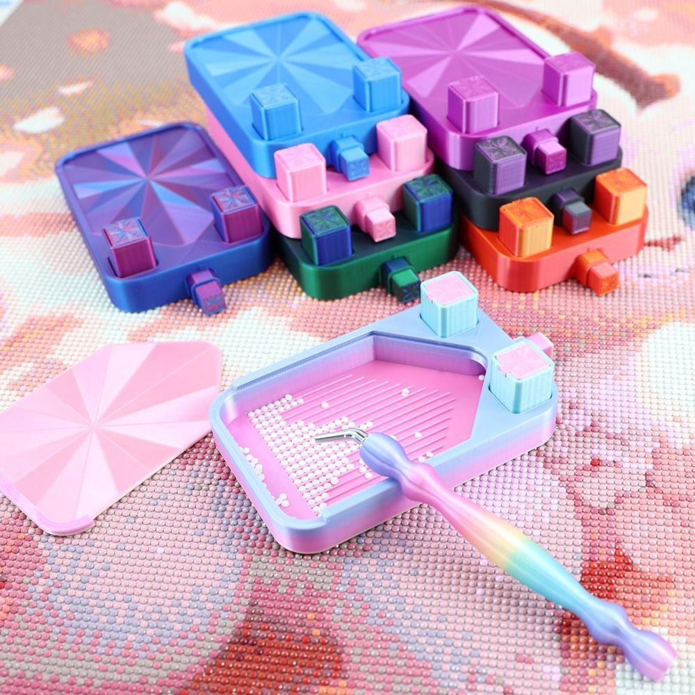 DIY Craft Diamond Painting Tray Embroidery Beading Plates Garbage Can Diamond Painting Tray Multi Functional with Lid