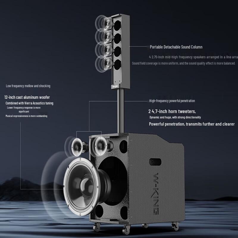W-King K30 Outdoor Portable Trolley Bluetooth Speaker with Dual Microphones CN plug (adapter included)