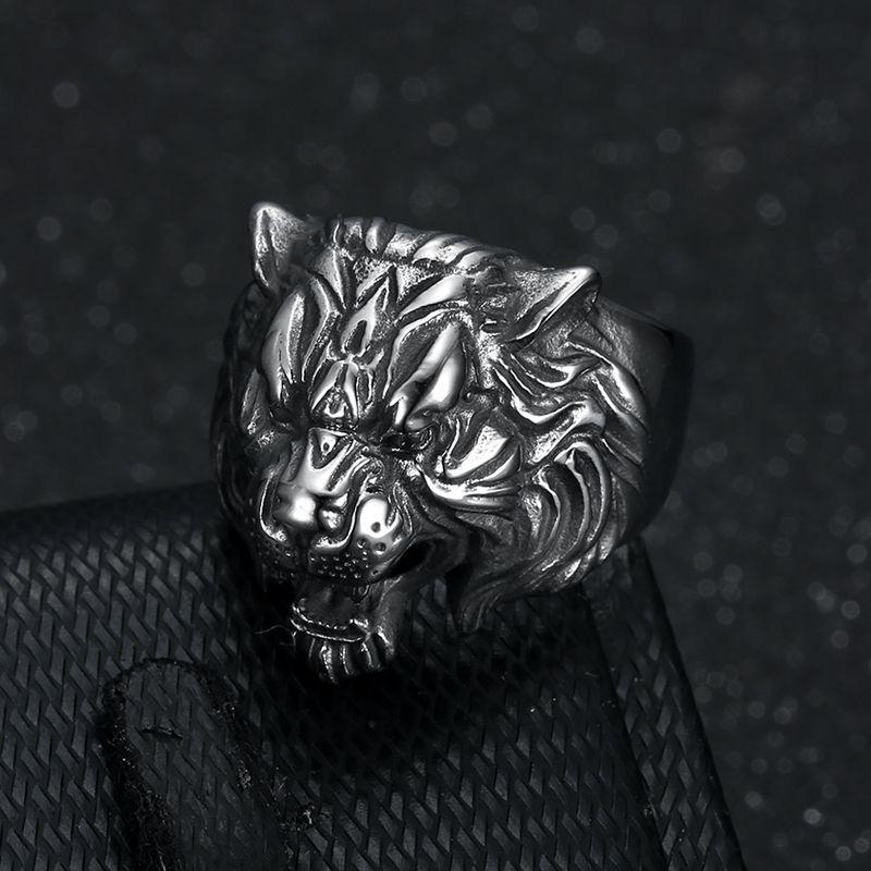 Hip Hop New Fashion Men Tiger Rings 316L Stainless Steel Animal for Men Ring Vintage Jewelry