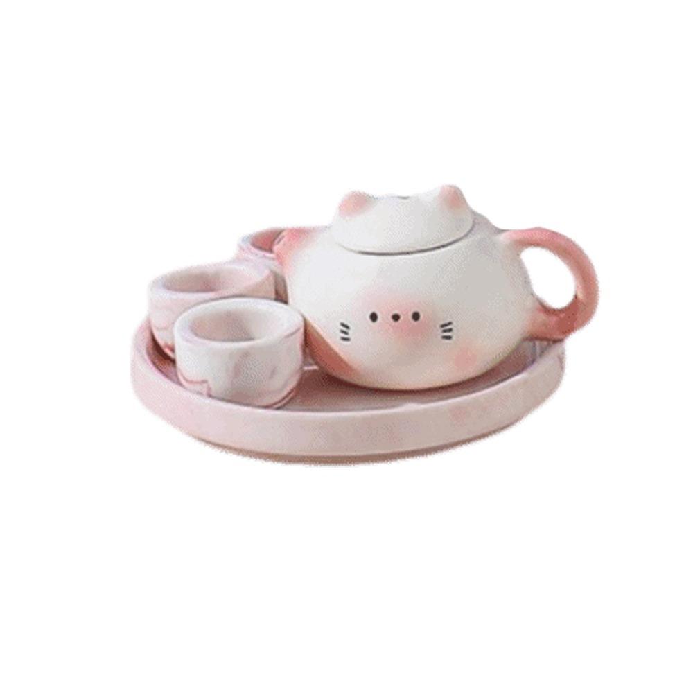 Chinese Style Milk Tea Lid Accessories Exquisite Ceramic Cat Ear Pot  Hotel