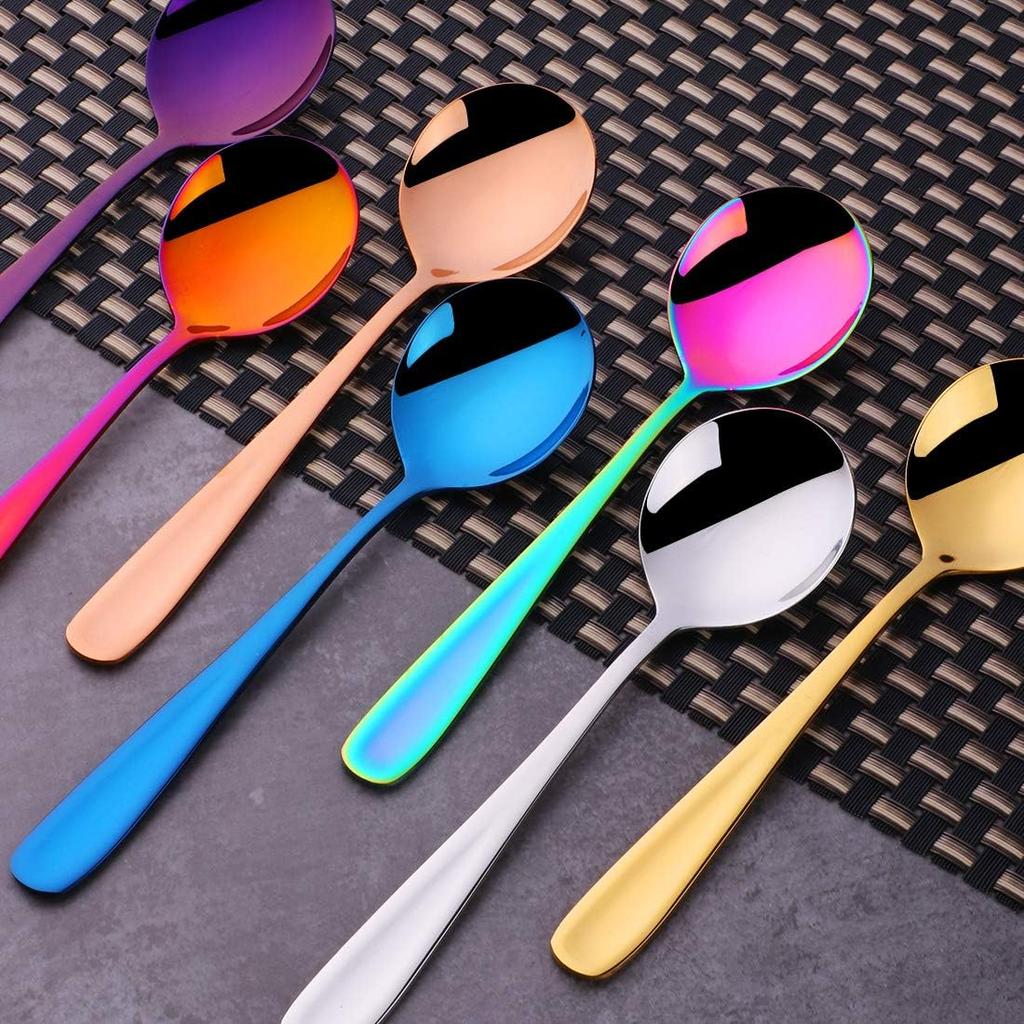 8-Piece 18/10 Stainless Steel Table Spoons, 7 Inch Soup Spoons for Cereal, Dessert, Soup, Coffee & Tea