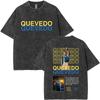 Rapper QUEVEDO Tour Album Washed Tshirts Men Women Clothing Oversized Tshirt Summer Cotton Short Sleeve T Shirt Streetwear
