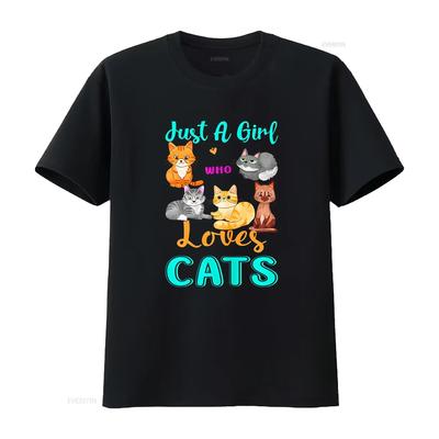 Nur ein Mädchen, das Katzen liebt Katzenliebhaber s T-Shirt vintage gewaschen weich Grafik bequem Mann Designer Kleidung Lässig Vielseitig