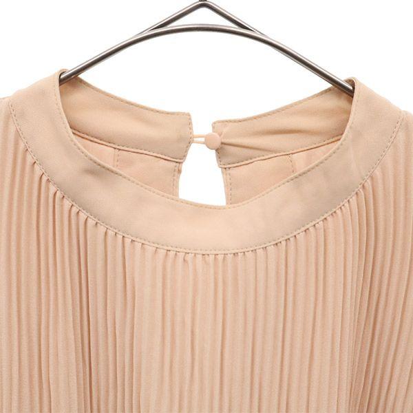 Mila Owen Long Sleeve Pleated Long Dress Beige Women Used