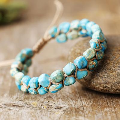 Naturstein Kaiserstein Perlen Handgewebtes Freundschafts-Liebesarmband Böhmisches Armband Schmuck