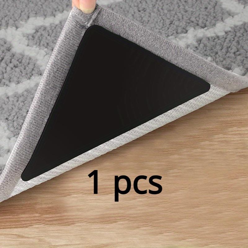 1/4/8/16 Pcs Triangle Rubber Pu Non-slip Mat for Hardwood Floors and Tiles, Reusable and Washable Tape for Area Carpets, Keeping Corners Flat (black)