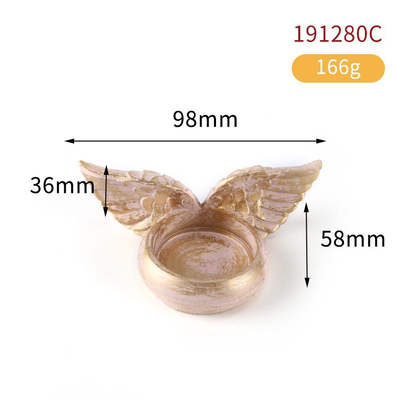 Retro Angel Wing Resin Candle Cup, Classic Home Decoration, Ornament for Wedding Party & Present (pink,M&1Pc) розовый