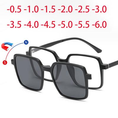 9506 New Retro Set Of Sunglasses Men Big Square Magnetic Clip Sun Glasses Tr Frame Prescriptio -0.5 -1.0 -2 To -6