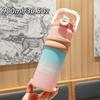 Gradient Color Plastic Drinking Bottle With Straw For Travel And Sports