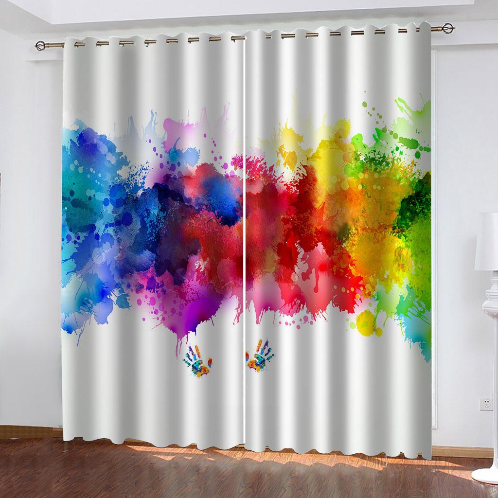 HUANZHUANG Curtain for Kids Room Multicoloured and Gorgeous Print Bedroom Set, Curtains for Living Room Window Treatment Drapes