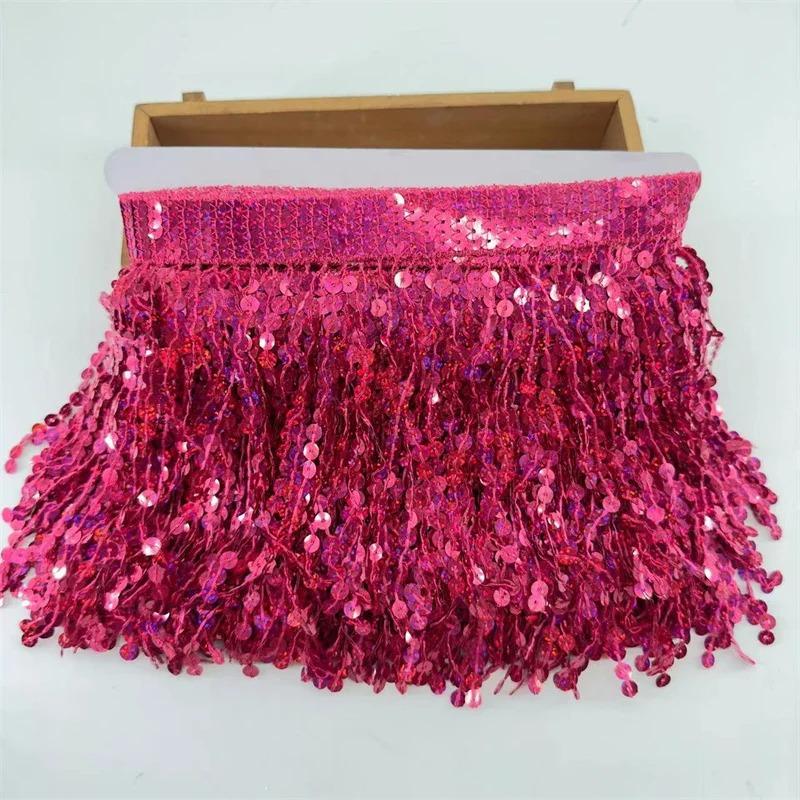 Dantelă cu Franjuri cu Paiete Laser de 15 cm, Accesorii Lanț de Talie pentru Haine de Dans Latin, Accesorii de Îmbrăcăminte DIY