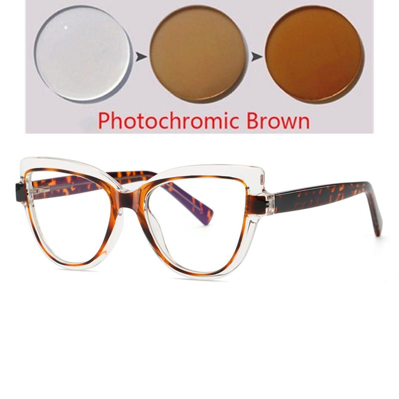 0 -0.5 -0.75 To -6.0 Blue Light Blocking Cat Eye Short-Sight Prescription Glasses For Women Computer Student Myopia Spectacles