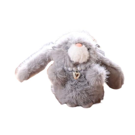 Doll Pendant Keychain Cartoon Rabbit Plush Keyring with Heart Necklace Car Key Holder Pendant Backpack Accessories