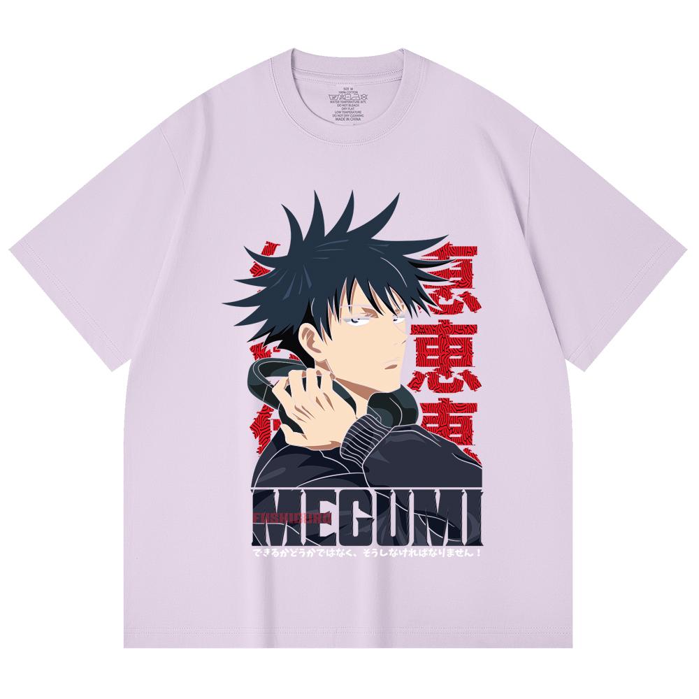 230 Gsm 100% Cotton Jujutsu Kaisen V38 Megumi Print Unisex Heavy Cotton T Shirt