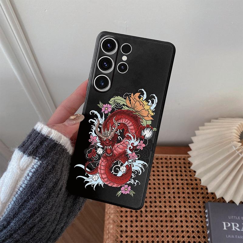 

Мягкий силиконовый черный чехол с рисунком Line Chinese Loong для Xiaomi Redmi Note 13 Pro Samsung A55 A35 M35 S24 iPhone Camera Защитный противоударный чехол iPhone 15 Pro