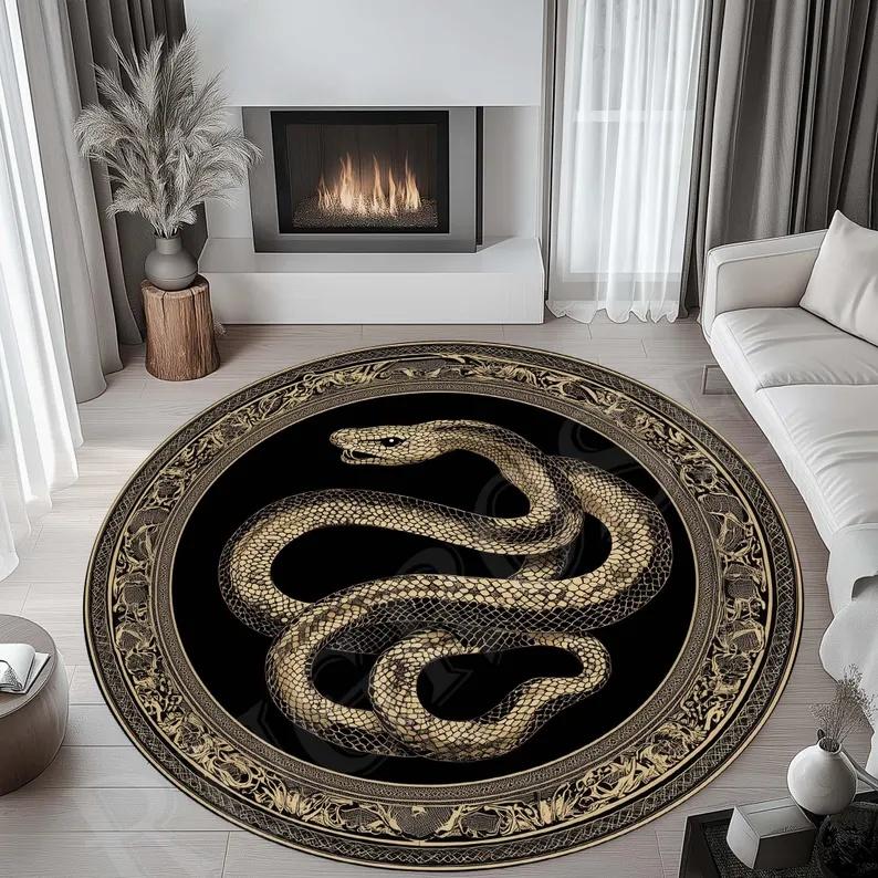 

Round Animal Print Carpet Rugs for Living Room Bedroom Bedside Soft Rug Sofa Lounge Area Non-slip Floor Mat Washable Foot Mats 60cmx60cm