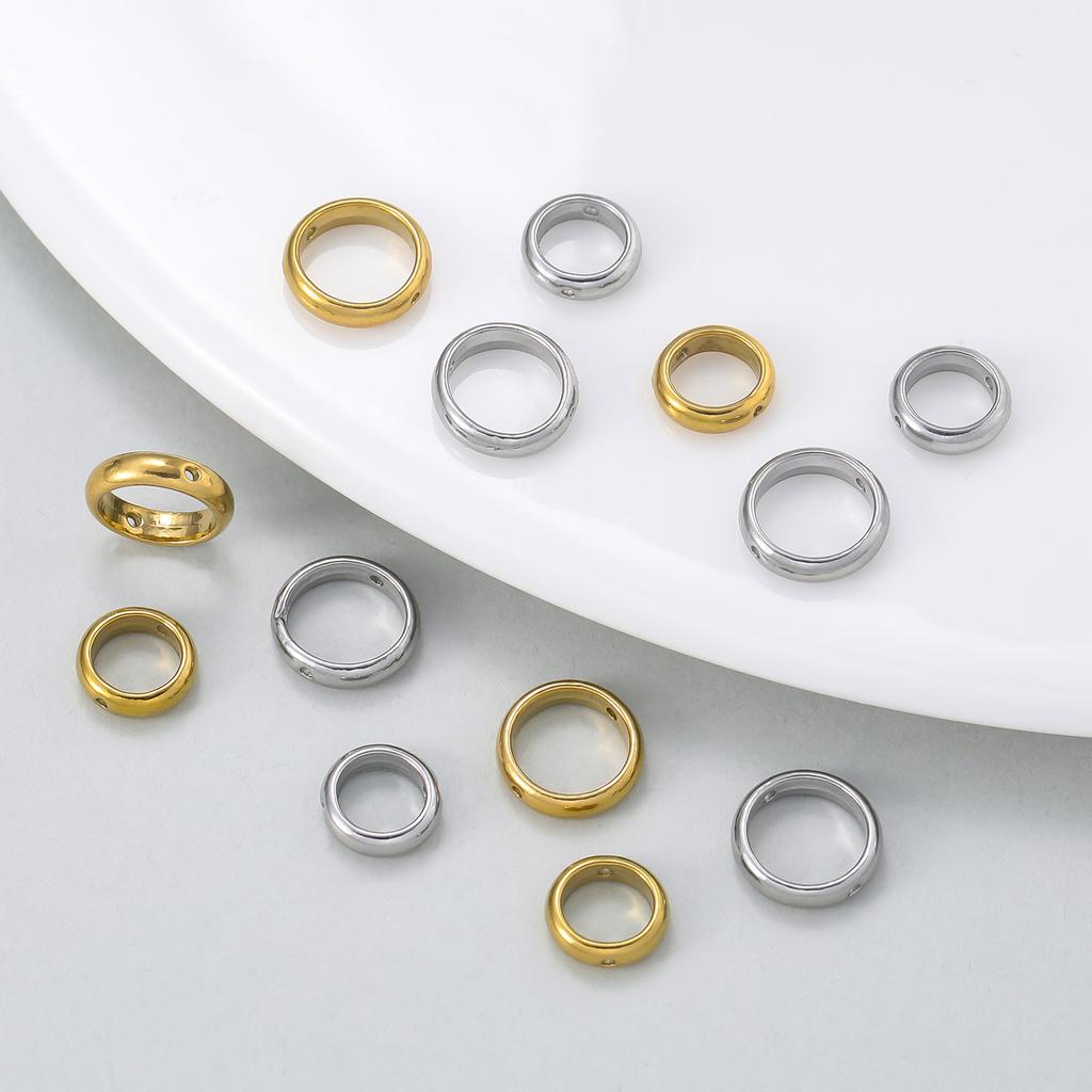 5Pcs/Pack Stainless Steel Double Hole Round Frame Beads Connectors for DIY Jewelry Necklace Bracelet Making Accessories