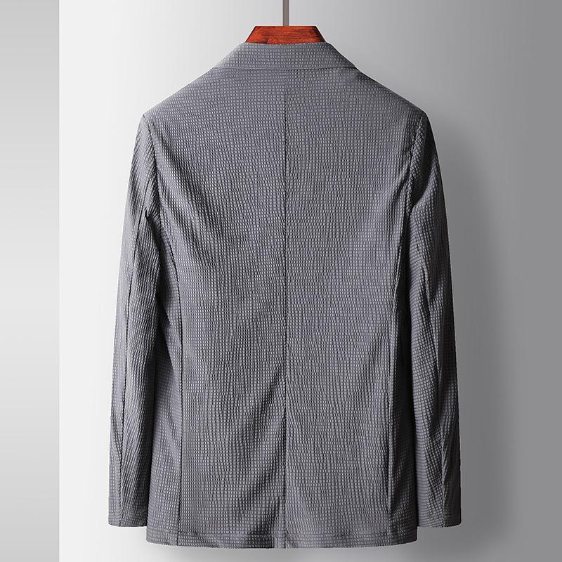 Men's Casual Suit Spring and Summer Ice Silk Elastic Cool Feeling Single West Middle-aged and Young People Light Luxury Business Suit Thin Jacket