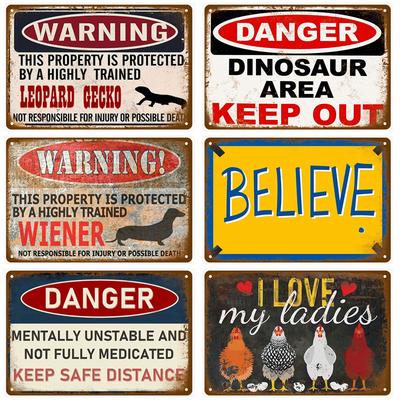 Retro Warnschild Metallschild Gefahr Vintage Plakette Vorsicht Blechschild Poster Metallplatte Für Garage Zuhause Männerhöhle Wanddeko Café Club