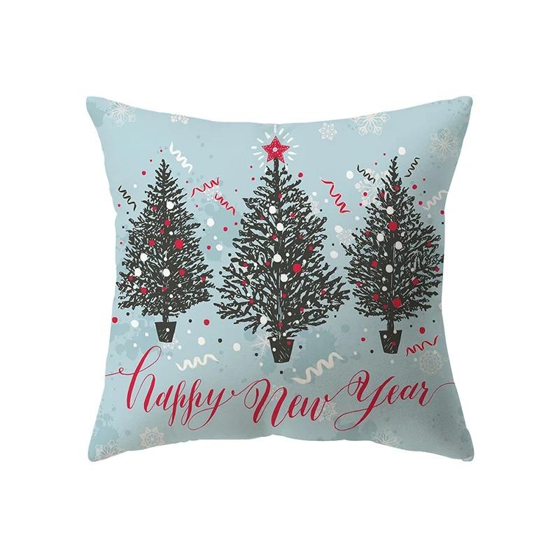 Cute Santa Claus Christmas Theme Printed Pattern Cushion Cover For Home Living Room Sofa Decoration Square Pillow Cover