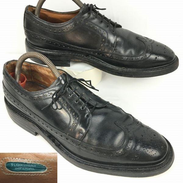 

FLORSHEIM Imperial Kenmoor Long Wingtip Black Size 9.5D / 27.0-27.5cm Vintage