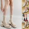 Women's Japanese Sweet Bowknot Accent Crew Socks Elegant Students Hollowout Heart Pattern Ruffle Top Middle Calf Socks