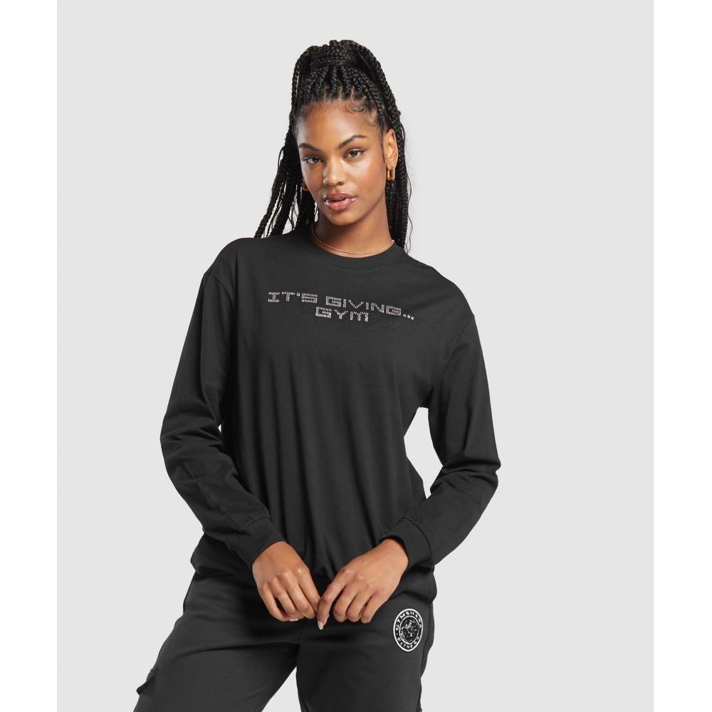 

Gymshark Футболка Its Giving Gym с длинными рукавами, черная B8A8O BB2J