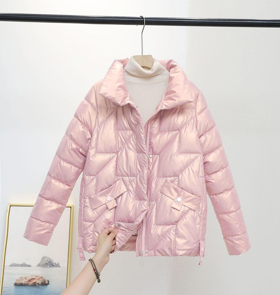 Winter Jacket Parkas Women Glossy Down Cotton Jacket Hooded Parka Warm Female Cotton Padded Jacket Casual Outwear