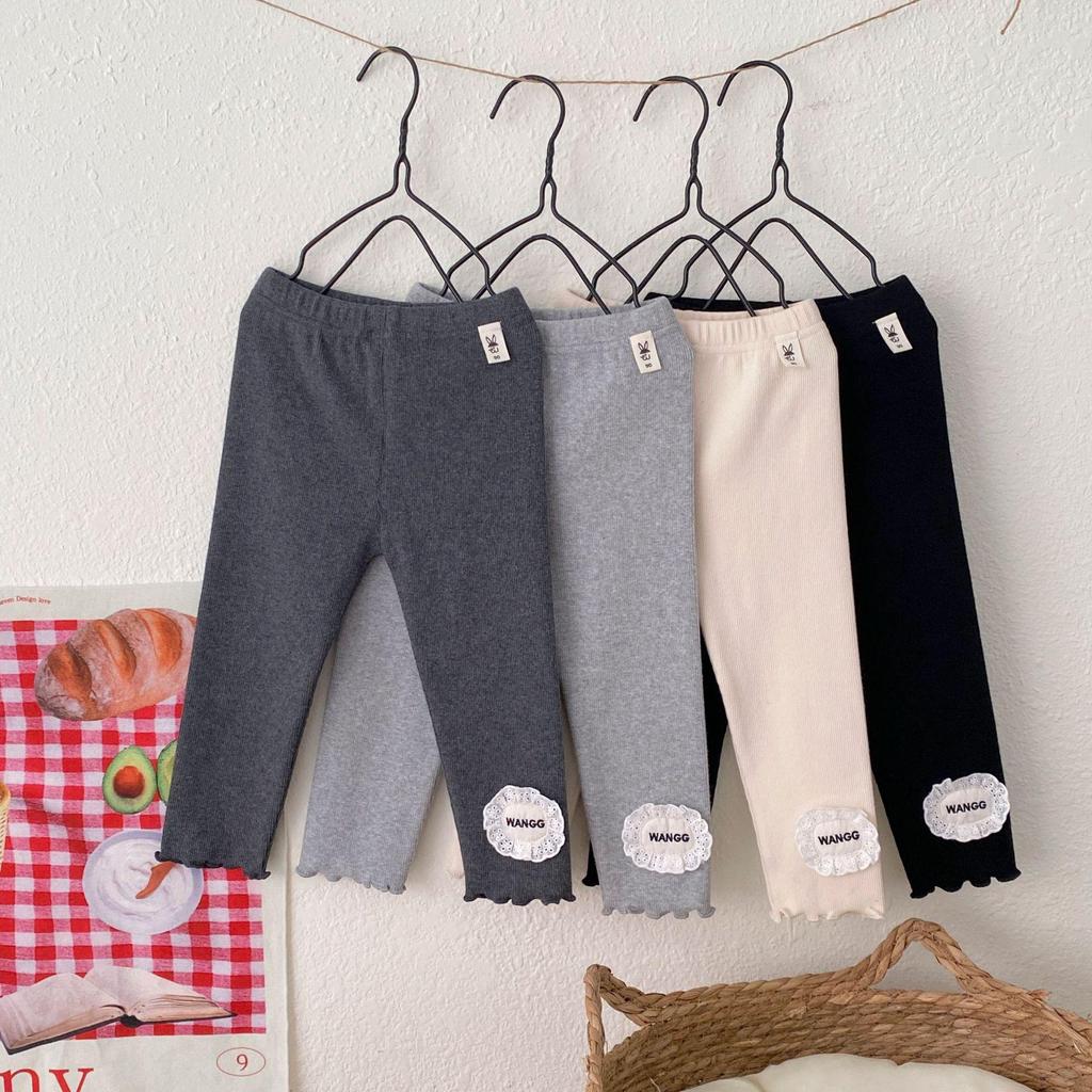 2025 New Autumn Style Toddler Girls' Solid Color Foot-Patched Leggings: Fashionable and Versatile Outerwear Pants