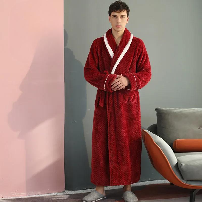 New Long Thickened Velvet Couple's Bathrobe for Women In Winter, Large Flannel Bathrobe for Men In Autumn