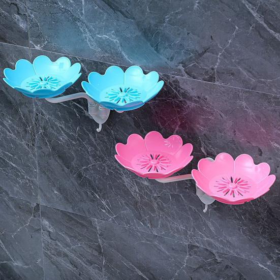 Bathroom Soap Dish Lotus Shape Easy To Install Adhesive Soap Dish Wall Mounted Self Draining Soap Holder Decor