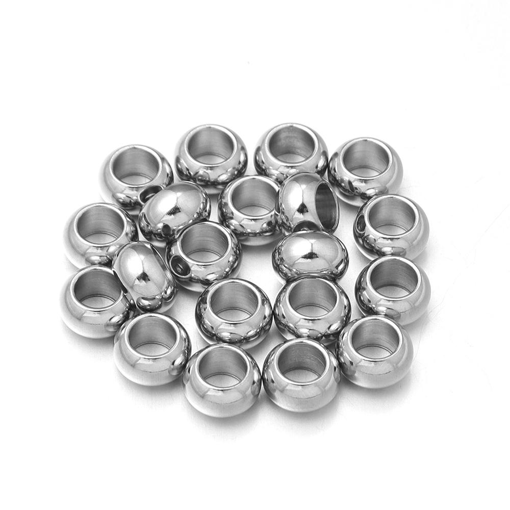 20pcs Stainless Steel Spacer Beads High Quality Big Hole Loose Beads For DIY Bracelet Necklace Jewelry Accessory 6/7/8/9/10/12mm