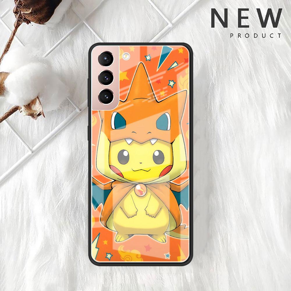 Glashülle für Samsung Galaxy S20 FE S22 Ultra S21 Plus Note 20 S10 Lite 10 S10e S9 Gehärtete Handyhülle Lustiges Pokemon Pikachu