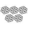 5pc Silicone Hexageon Placemat Heat Insulation Dish Cup Bowl Mat for Dining Table Grey