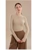 Damen Kaschmir-Mischung Langarm Baselayer Top - Hautfreundlich, Herbst/Winter Rundhals Pendel-Essential