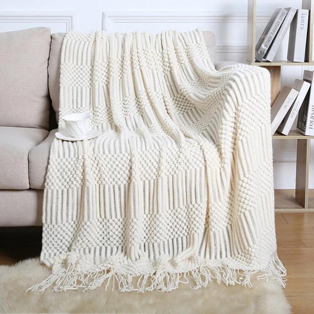 Sofa Blanket Tassel Air Conditioning Nap Blanket Hotel Bed Summer Bed Tail Blanket Manta Del Sofá Para La Pausa Para El Almuerzo