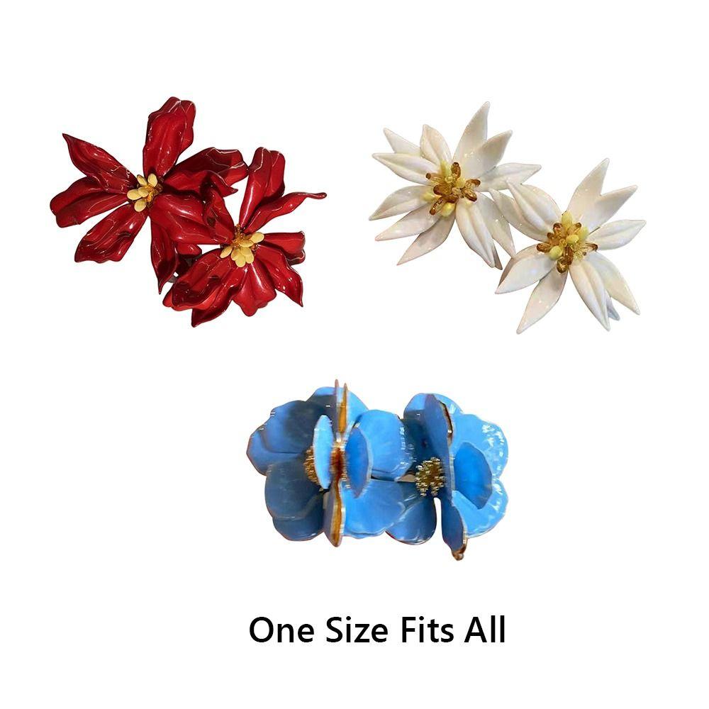 Exaggerated Red Flower Earrings Vintage Statement Earrings Party Holiday Jewelry  for Women & Girls