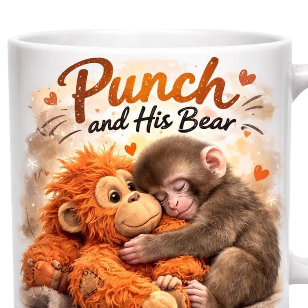 11oz Coffee Tea Cups Cute Monkey with Orangutan Teddy Design Personalized Ceramic Novelty Mugs Gifts for Animal Lover Friends