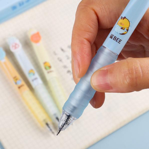 Little Bee Retractable Black Ink Quick-Drying Pen - Cute & Portable Stationery for Students