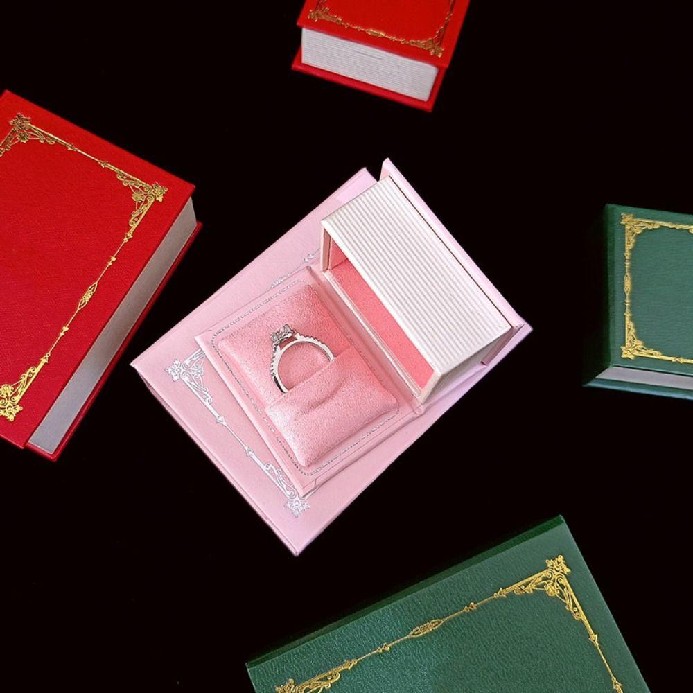 Magnetic Closure Book Shaped Jewelry Box Novelty Rings Earrings Organizer  Travel