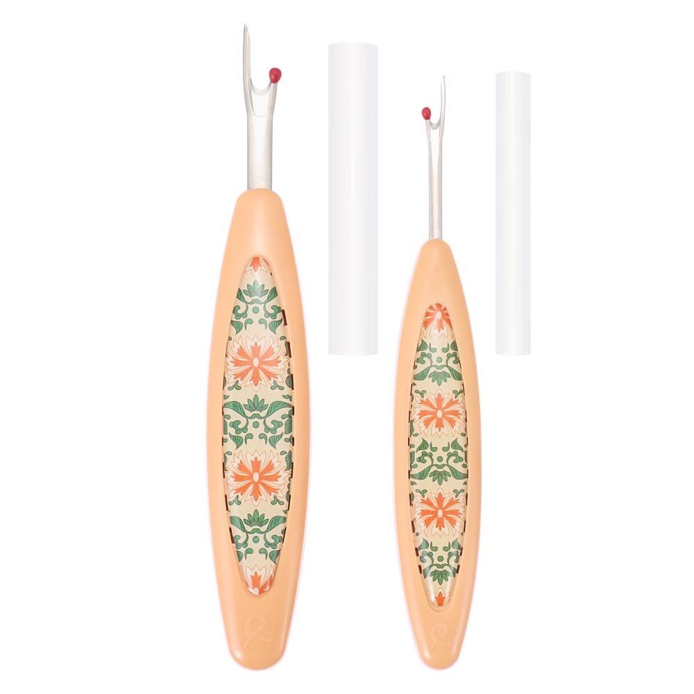 2Pcs Ergonomic Handle Stitch Seam Ripper Sharp Durable Removing Threads Tools with Storage Cases Handy Crafting Seam Ripper Tool