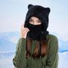 Winter  Scarf Mask Integrated Hat Women's Fleece Cold-proof Knitted Wool Hat Outdoor Warm Ear Protective Hat